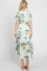 Light Blue Floral Satin Wrap Front Hi-Low Midi Dress sold by Pinkblush