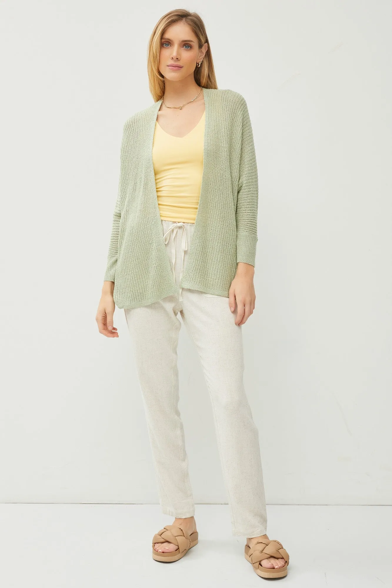 Light Olive Knit Dolman Sleeve Cardigan sold by Pinkblush product image thumbnail 2
