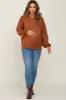 Camel Hooded Maternity Sweater sold by Pinkblush