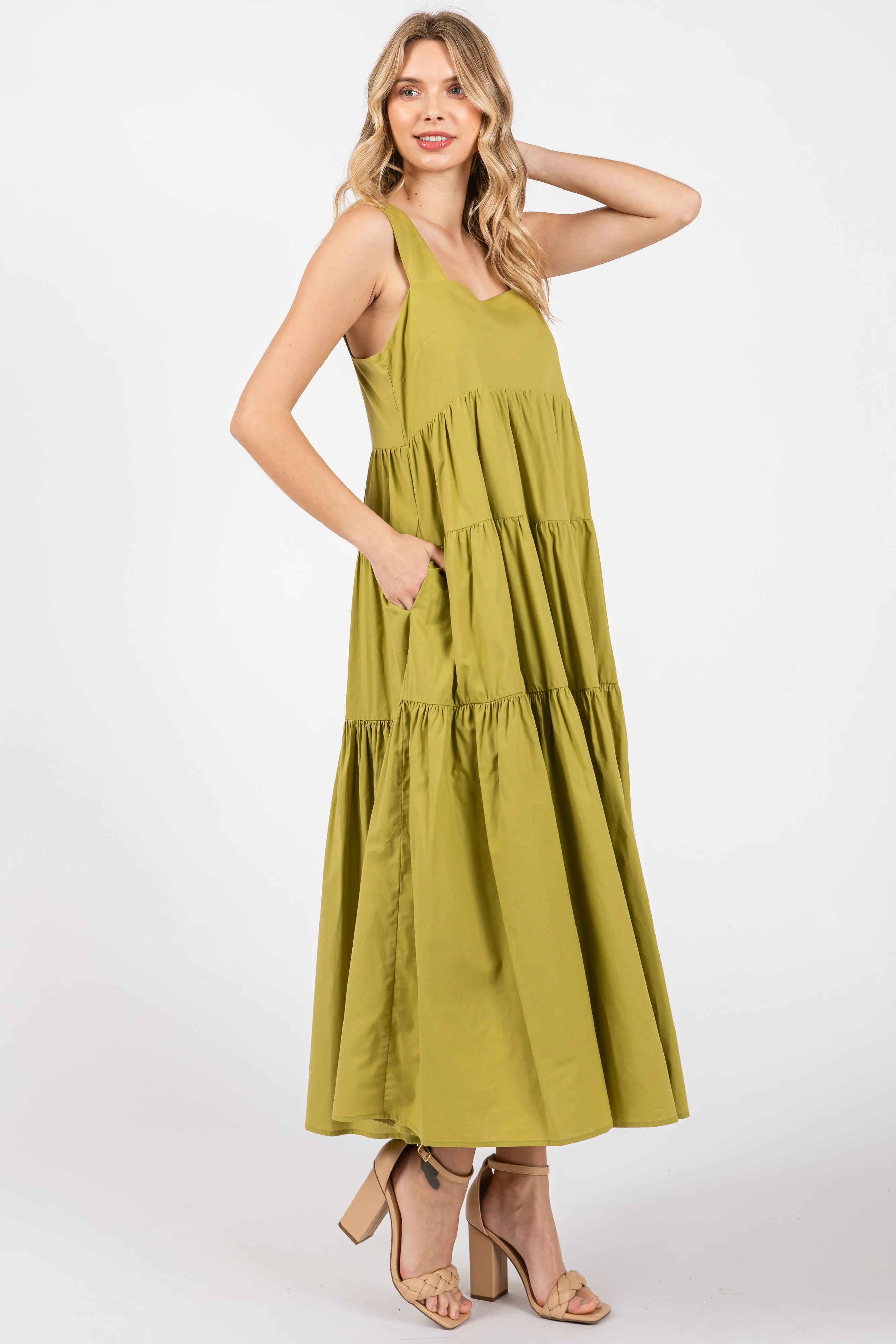 Lime Tiered Maxi Dress sold by Pinkblush product image thumbnail 2