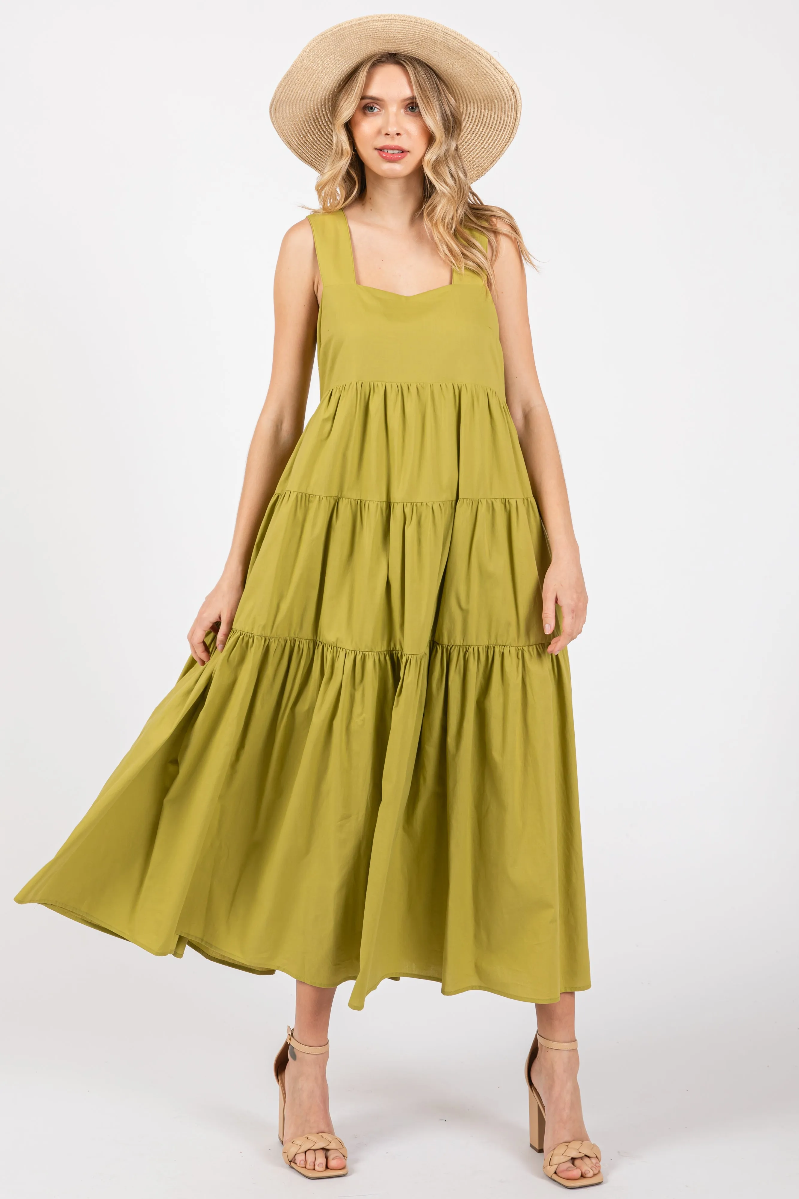 Lime Tiered Maxi Dress sold by Pinkblush