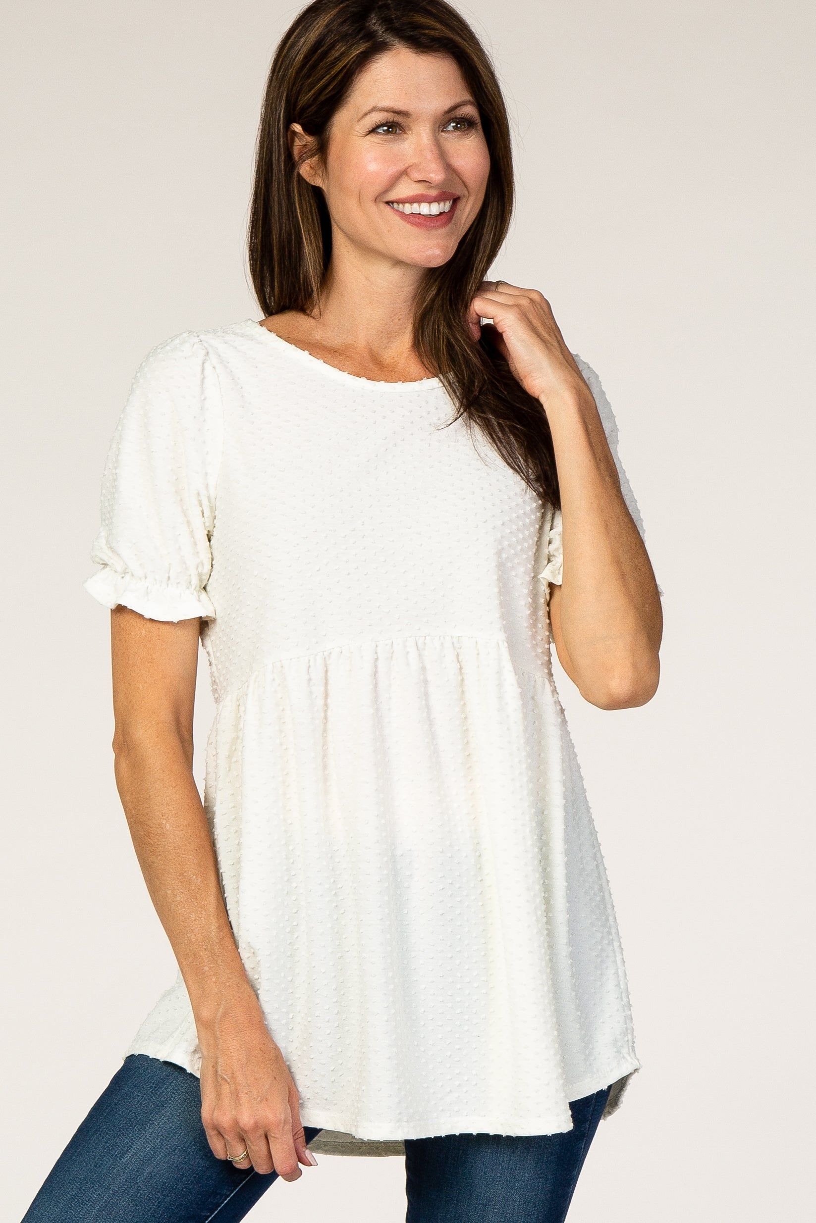 PinkBlush White Swiss Dot Babydoll Maternity Blouse sold by Pinkblush product image thumbnail 5