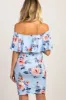 Light Blue Rose Print Ruffle Fitted Maternity Dress sold by Pinkblush