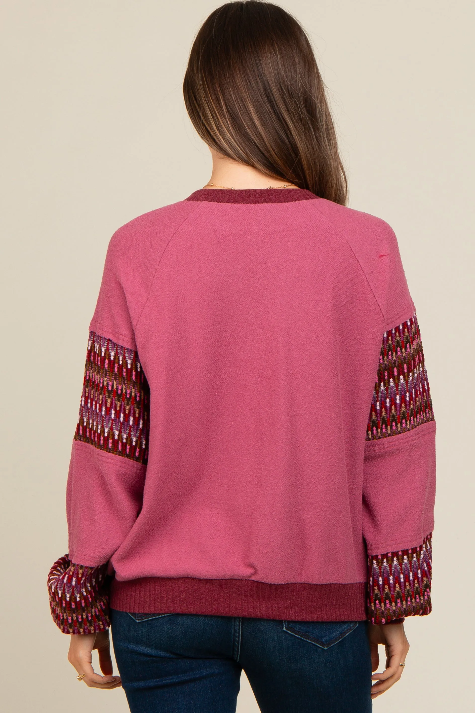 Mauve Knit Contrast Sleeve Maternity Pullover sold by Pinkblush product image thumbnail 4