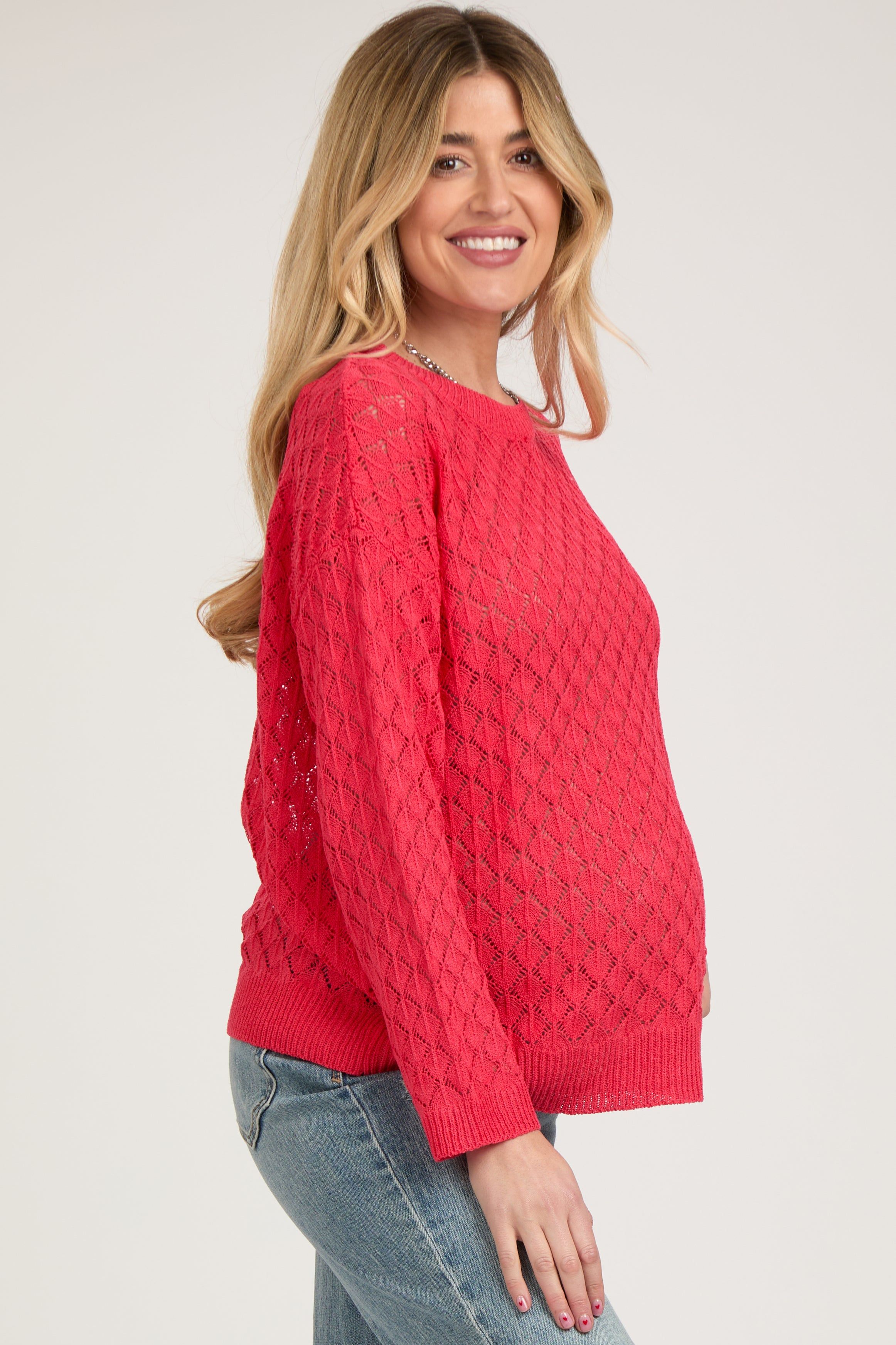 Red Diamond Open Knit Maternity Top sold by Pinkblush product image thumbnail 2