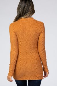 Rust Ribbed Long Sleeve Mock Neck Top sold by Pinkblush