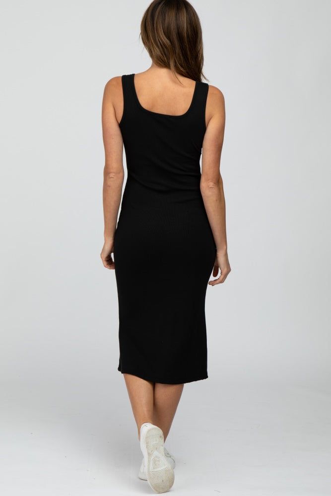 Black Ribbed Midi Dress sold by Pinkblush product image thumbnail 3