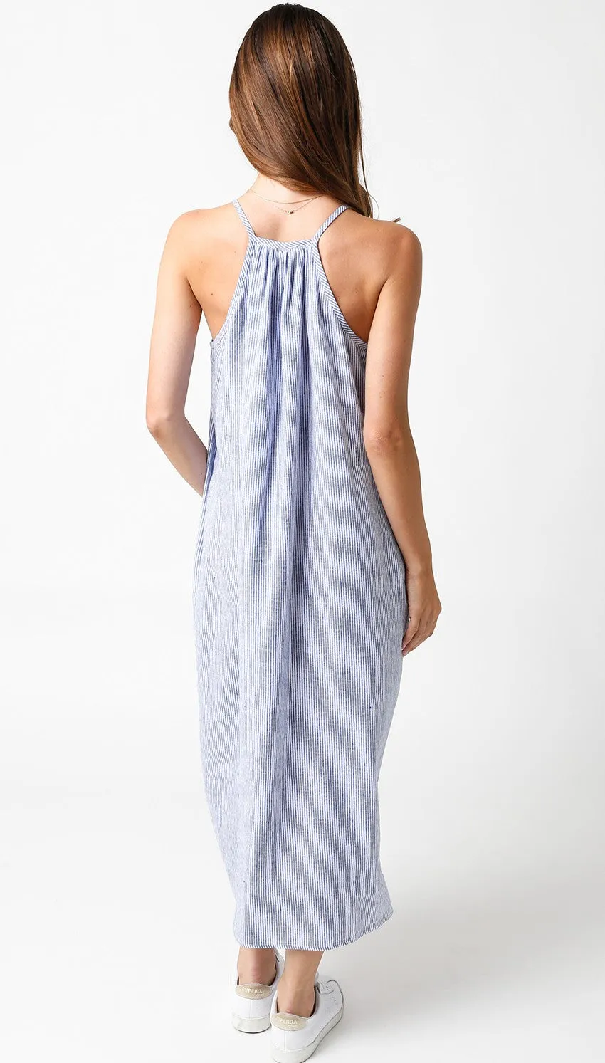Blue Striped Linen Midi Dress sold by Pinkblush product image thumbnail 2