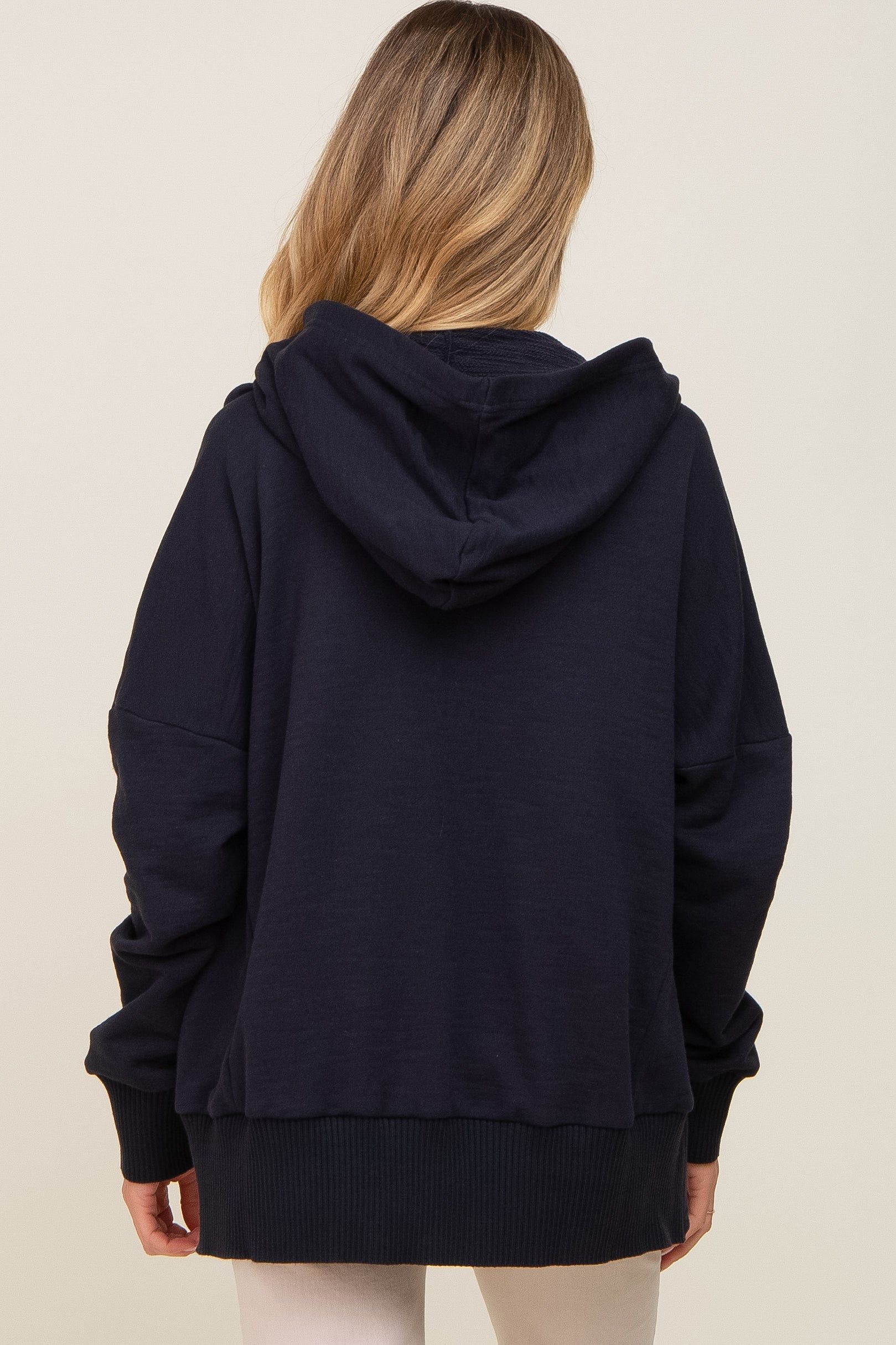 Navy Snap Front Button Maternity Hoodie sold by Pinkblush product image thumbnail 3