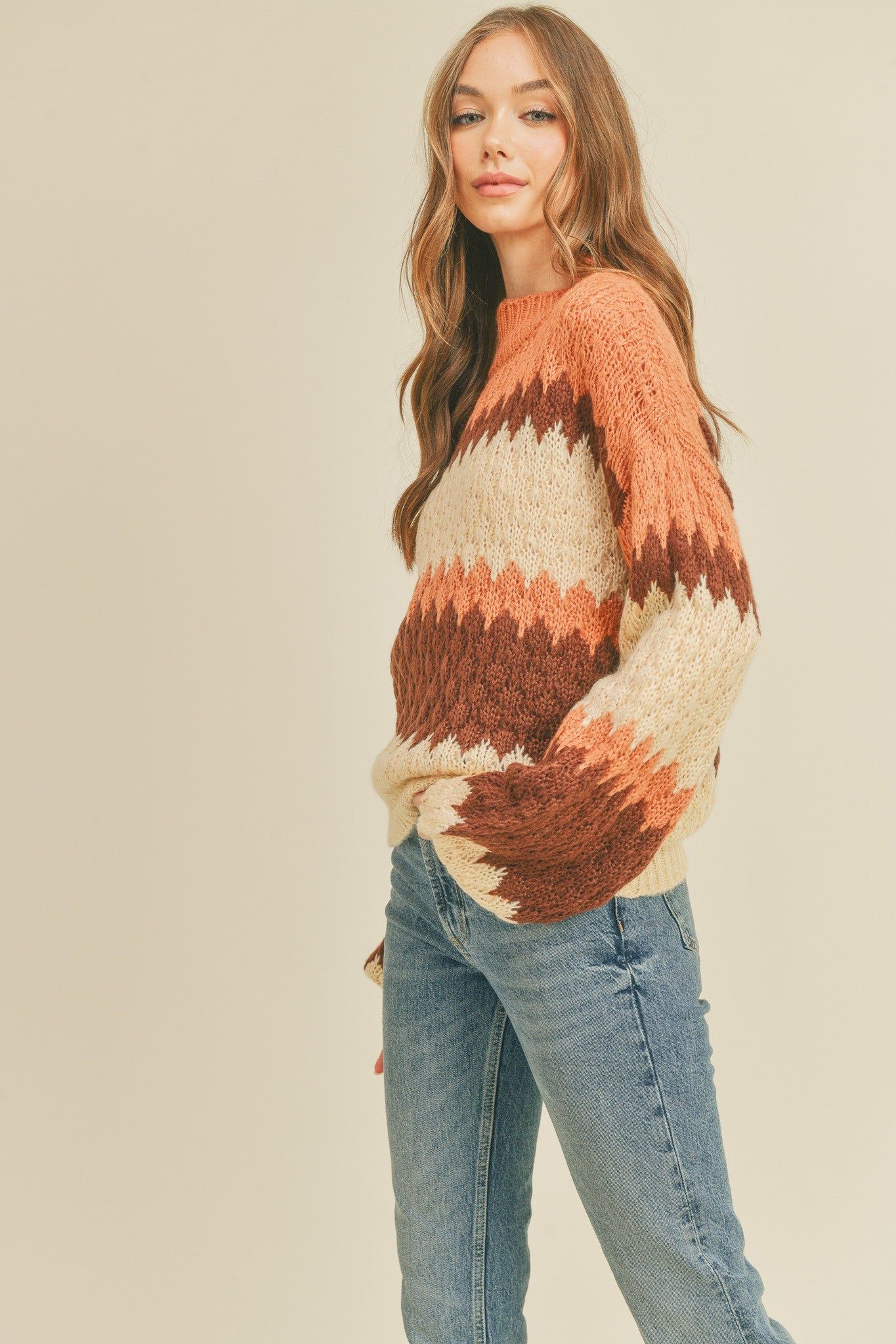 Rust Multi-Colored Striped Pullover Knit Sweater sold by Pinkblush product image thumbnail 2