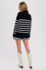 Black Striped Half Zip Sweater sold by Pinkblush