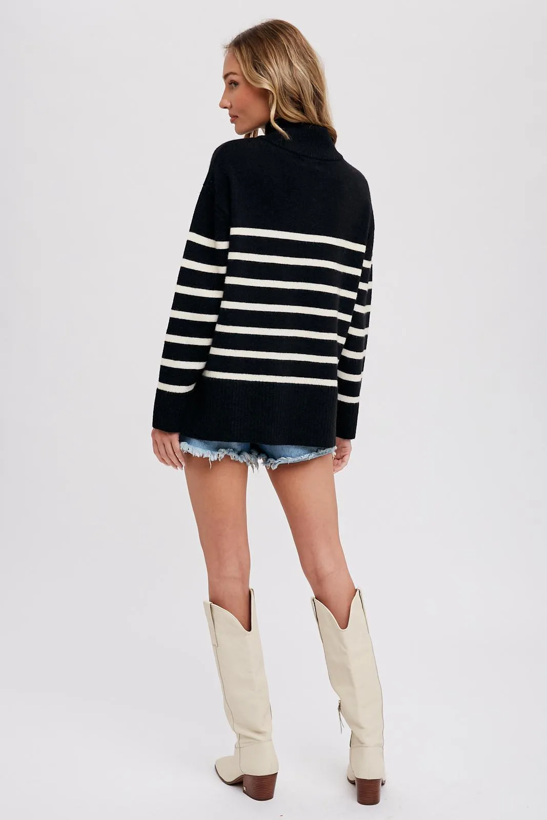 Black Striped Half Zip Sweater sold by Pinkblush product image thumbnail 4
