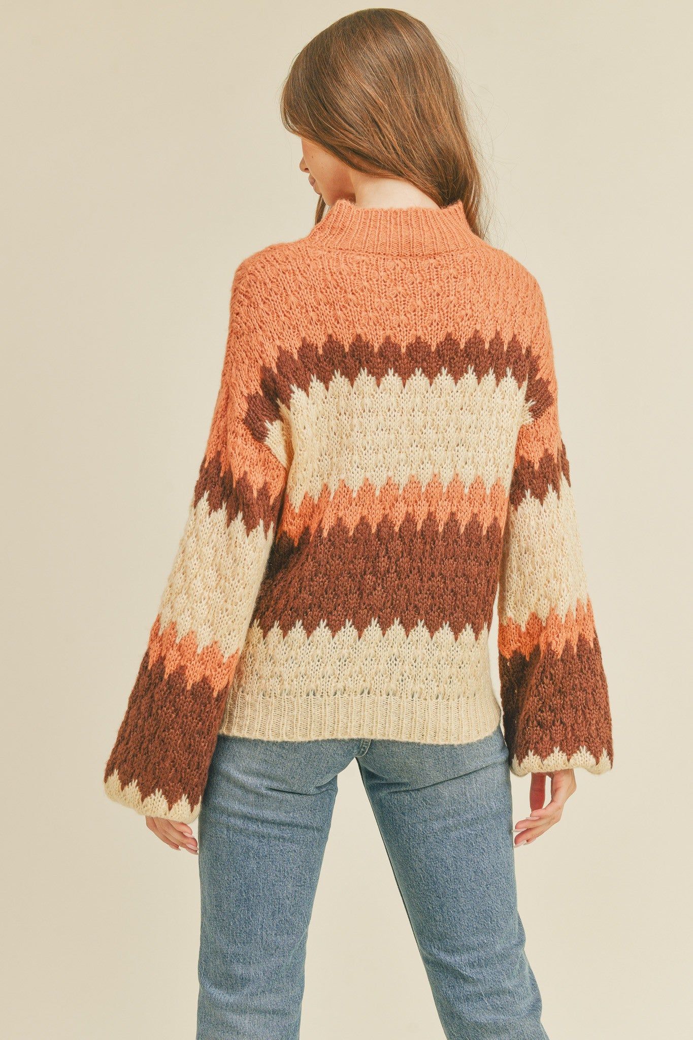 Rust Multi-Colored Striped Pullover Knit Sweater sold by Pinkblush product image thumbnail 3