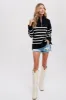 Black Striped Half Zip Sweater sold by Pinkblush