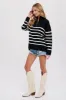 Black Striped Half Zip Sweater sold by Pinkblush