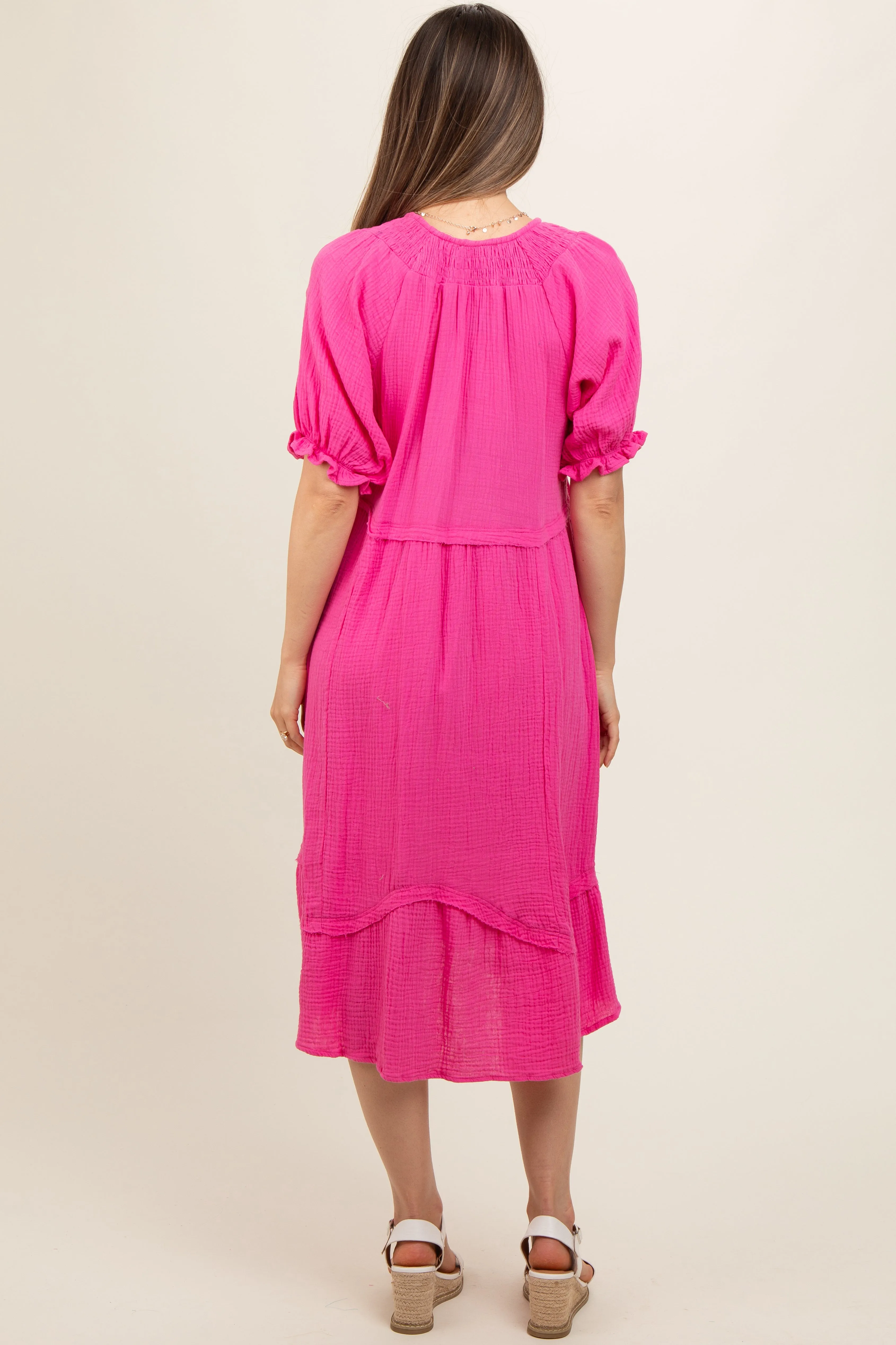 Pink Tassel Tie Maternity Midi Dress sold by Pinkblush product image thumbnail 4