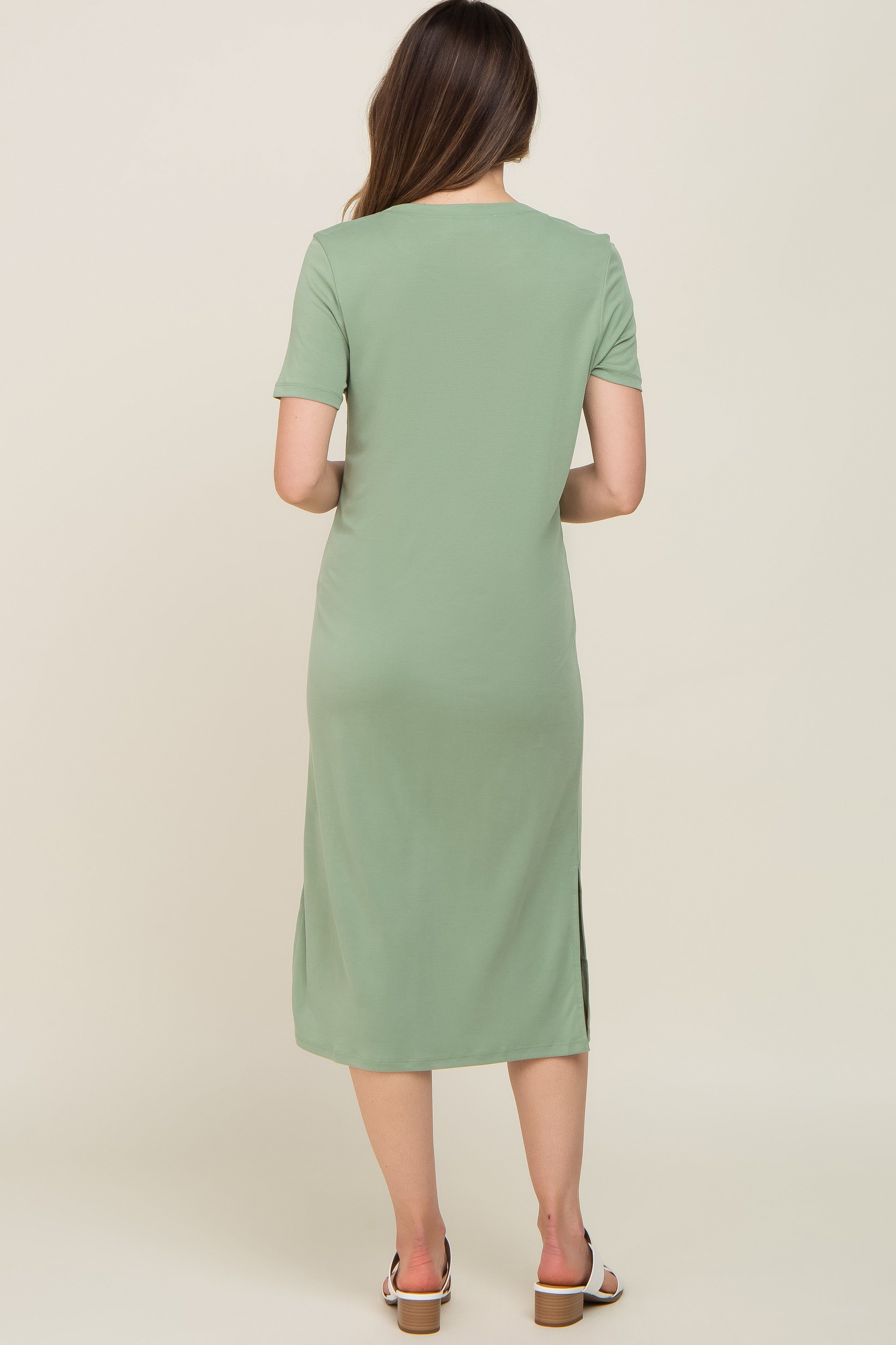 Green Midi T-Shirt Maternity Dress sold by Pinkblush product image thumbnail 3