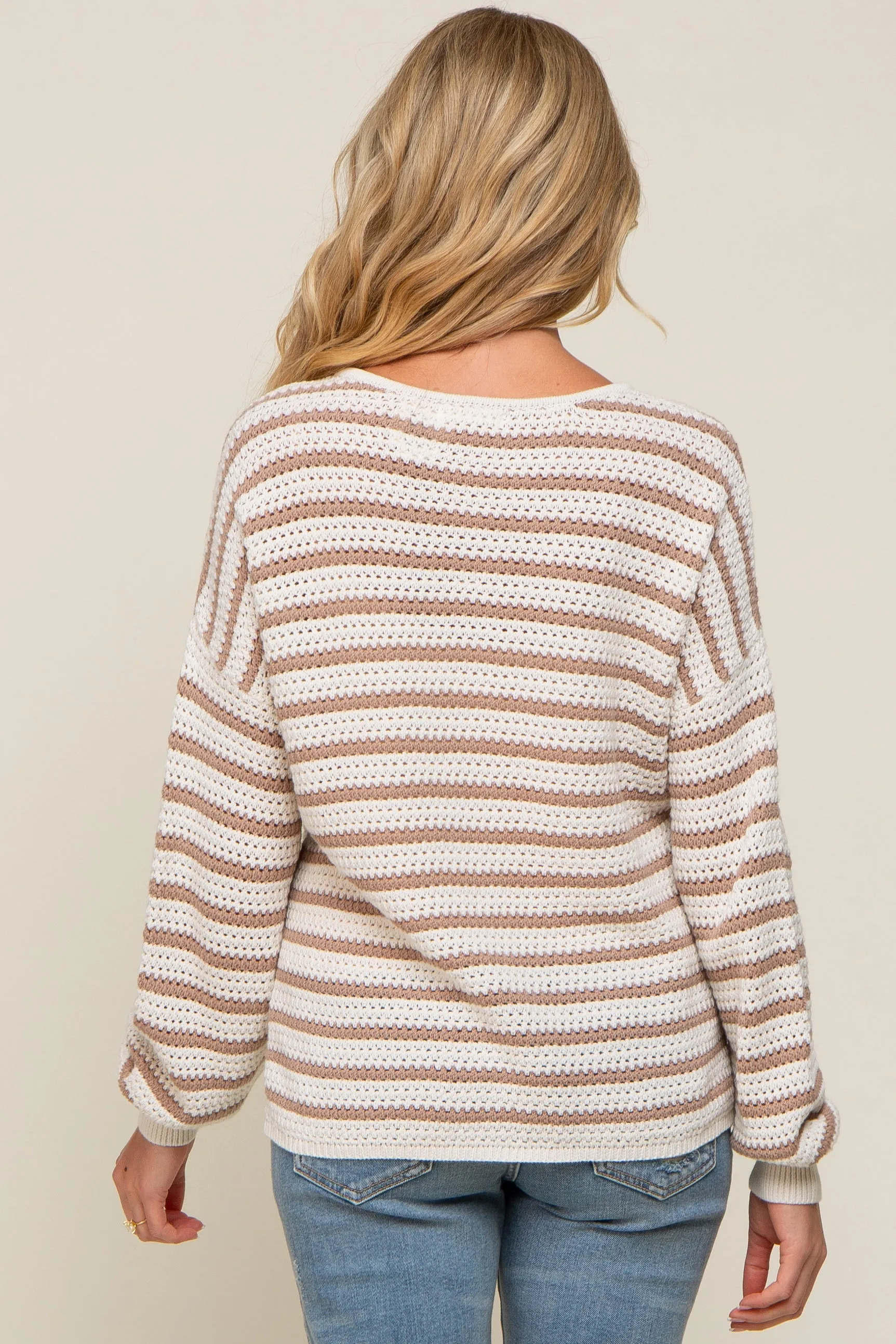 Taupe Striped Maternity Sweater sold by Pinkblush product image thumbnail 3