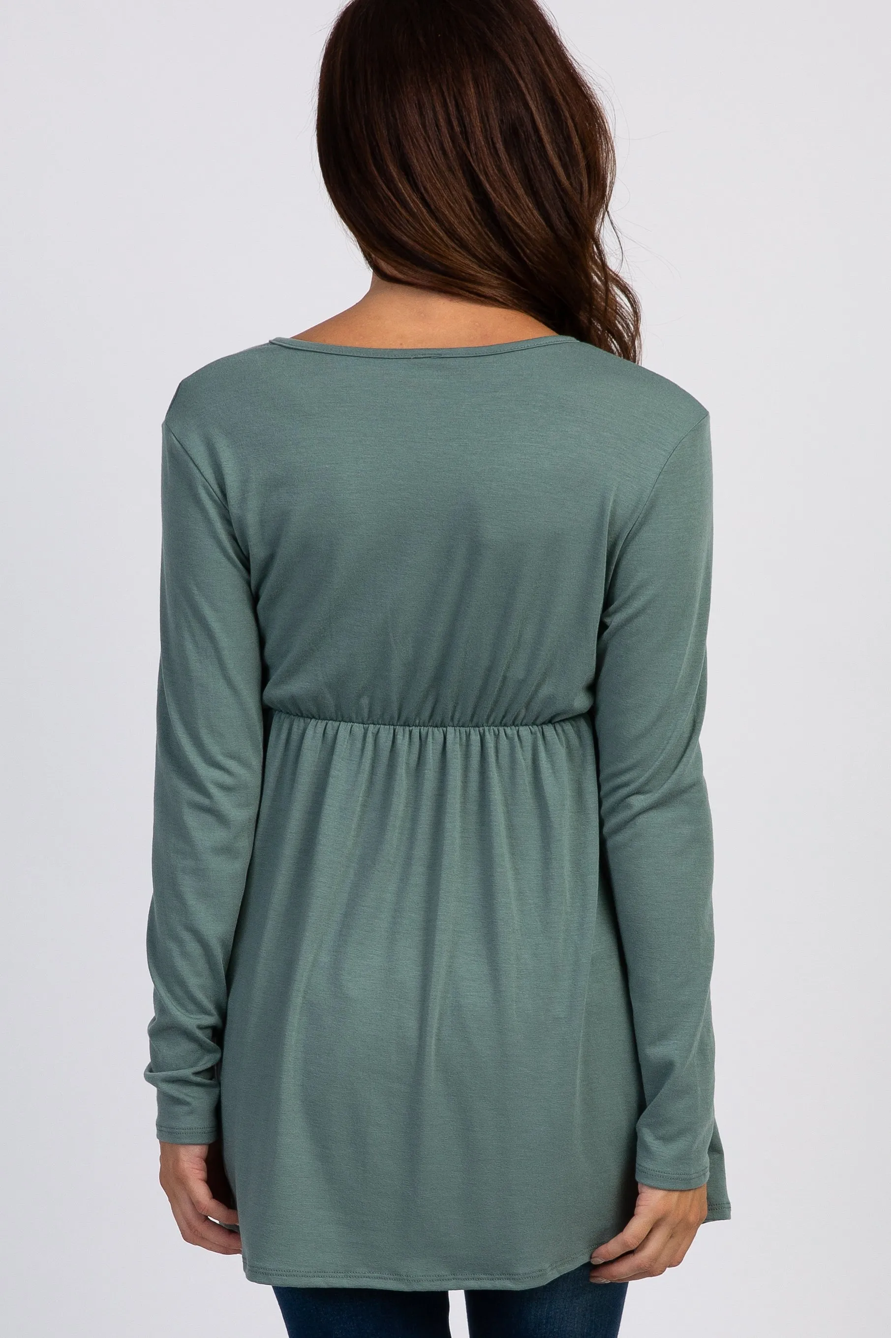 PinkBlush Olive Green Long Sleeve Wrap Front Nursing Top sold by Pinkblush product image thumbnail 3