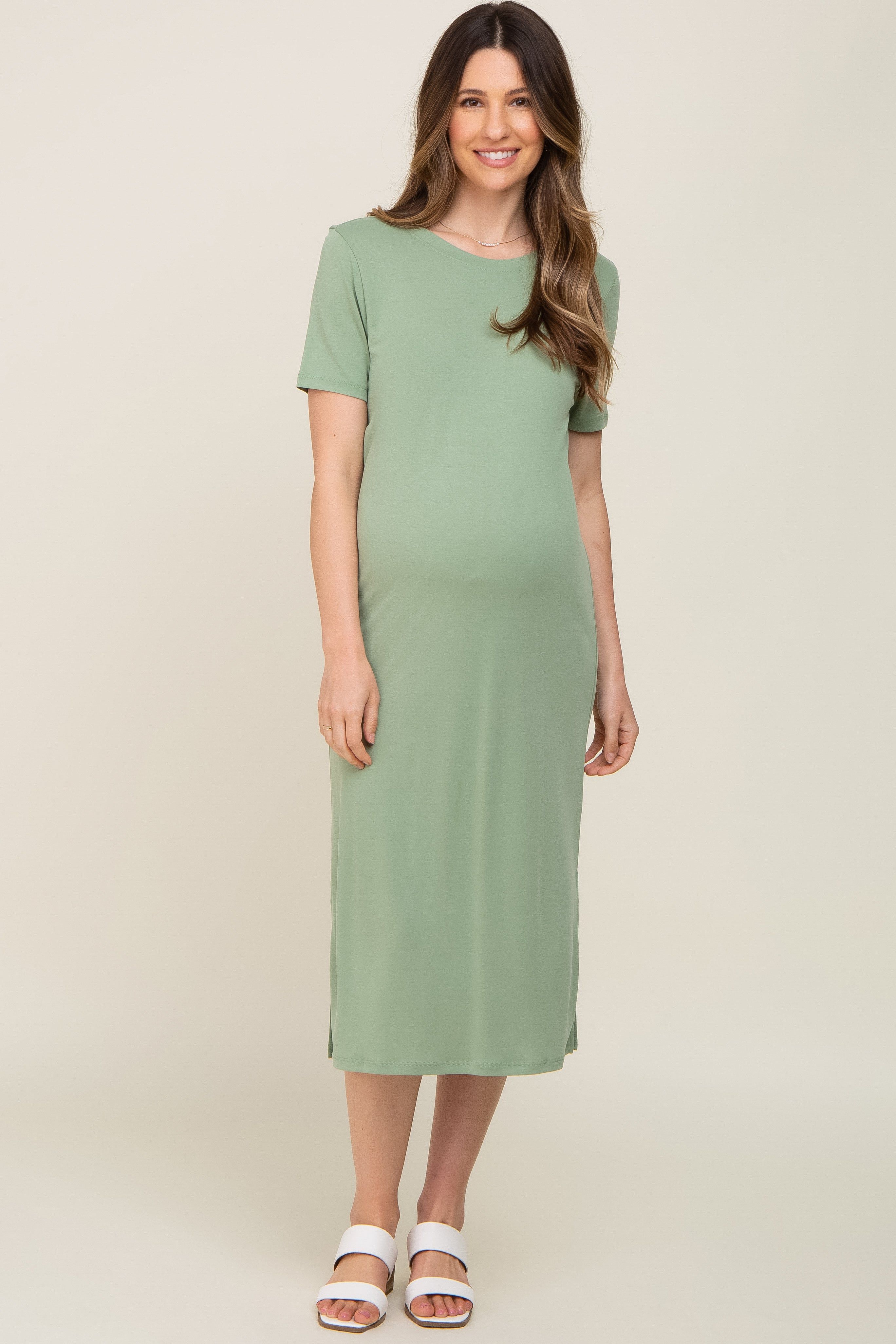 Green Midi T-Shirt Maternity Dress sold by Pinkblush product image thumbnail 4