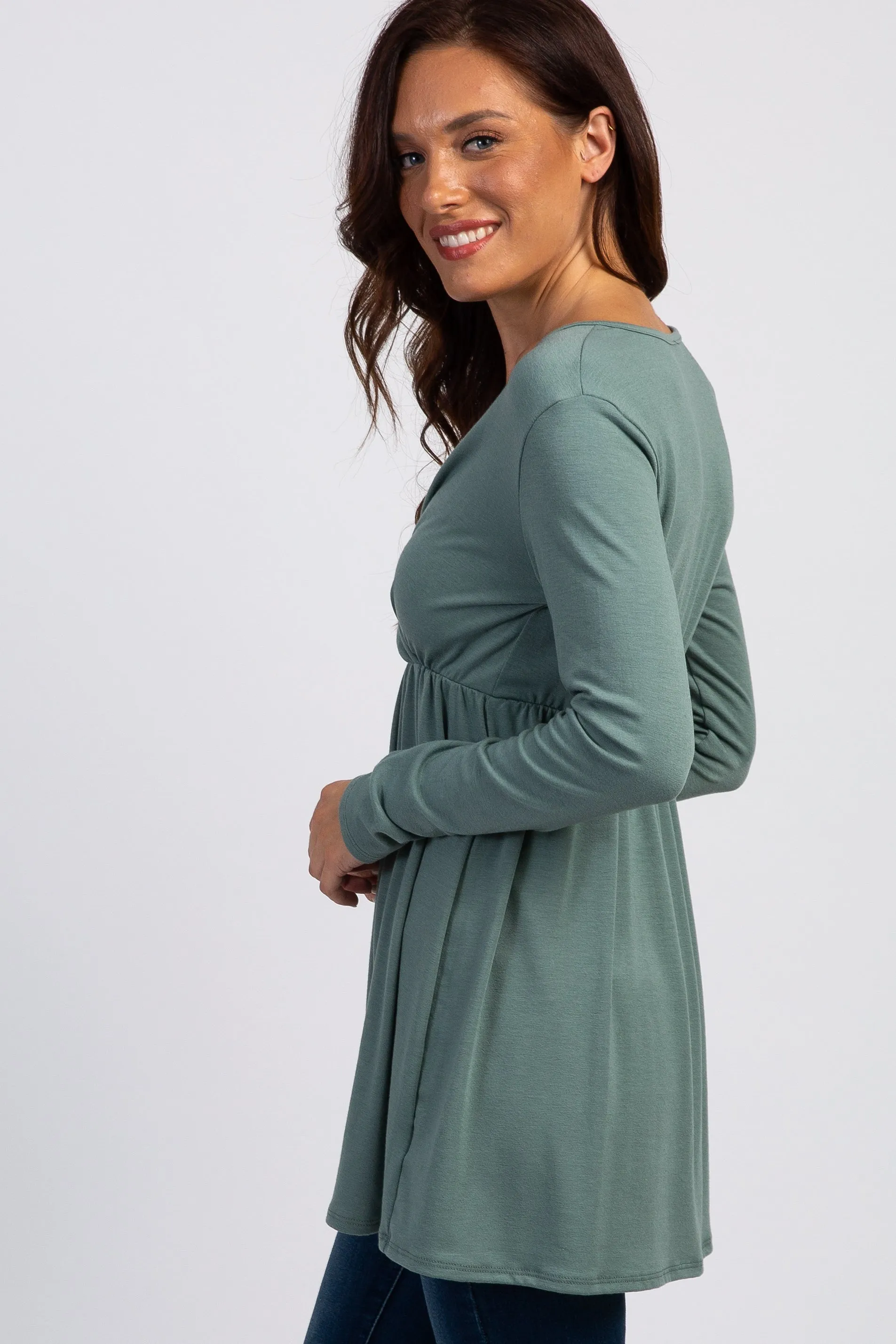 PinkBlush Olive Green Long Sleeve Wrap Front Nursing Top sold by Pinkblush product image thumbnail 2