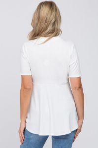 Ivory Ribbed Button Accent Maternity Blouse sold by Pinkblush