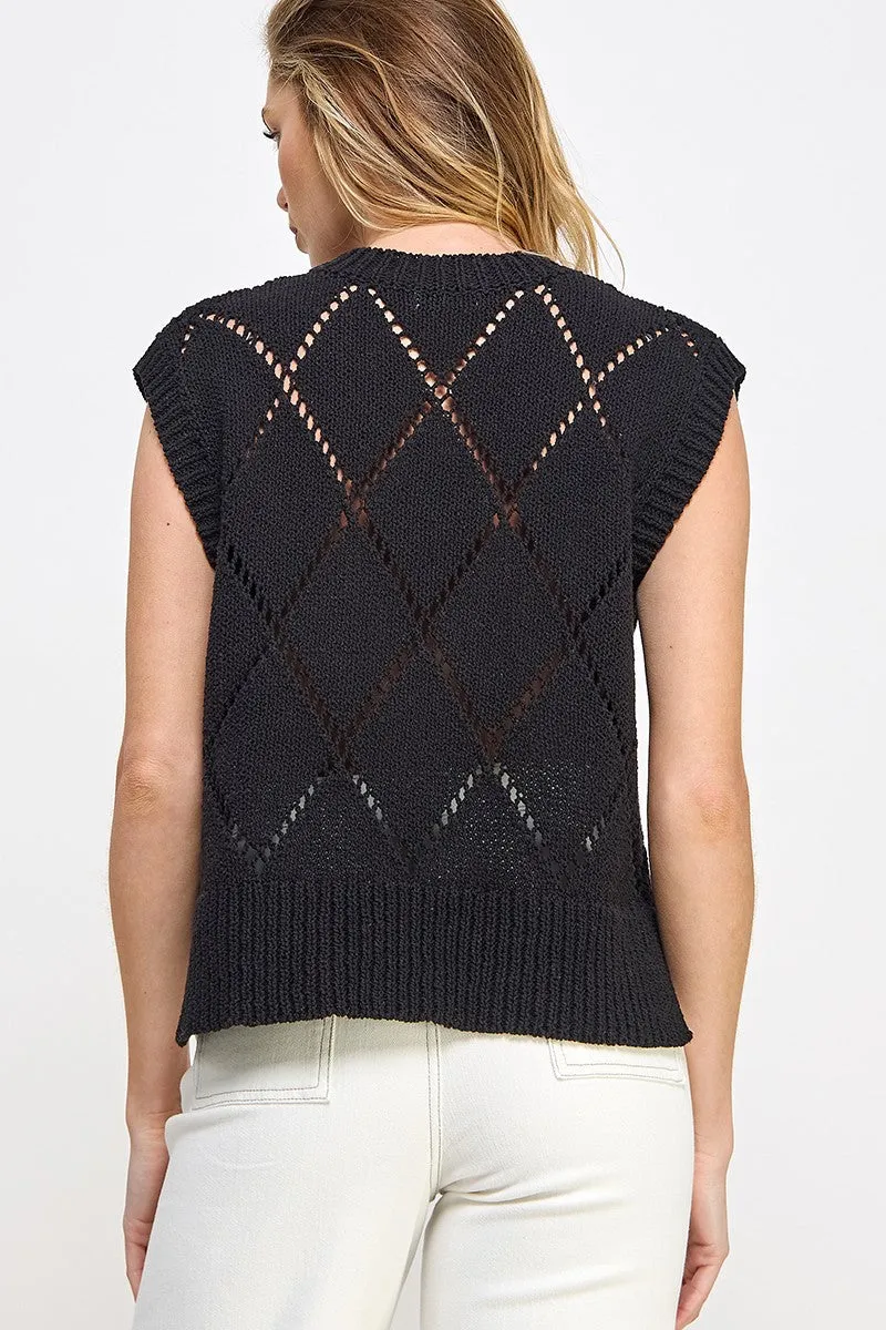 Black V-Neck Sweater Vest sold by Pinkblush product image thumbnail 5