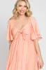 Peach Front Tie Ruffle Sleeve Midi Dress sold by Pinkblush