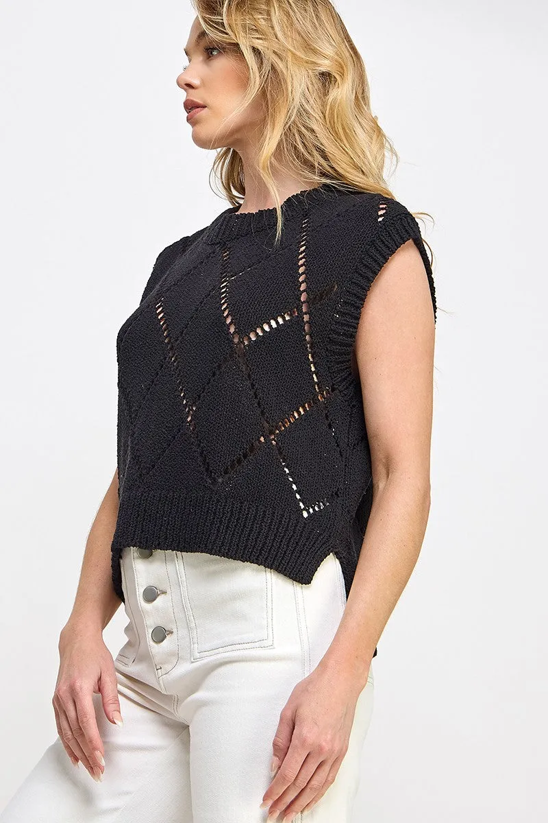 Black V-Neck Sweater Vest sold by Pinkblush product image thumbnail 4