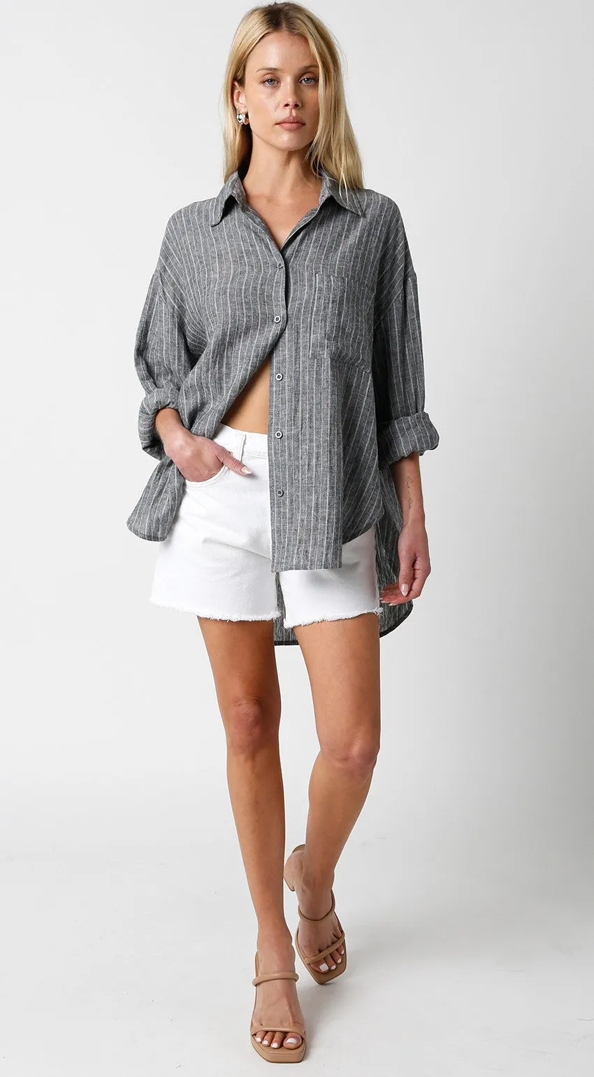 Black White Linen Shirt sold by Pinkblush product image thumbnail 4