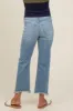 Light Blue Open Knee Fringe Hem Straight Leg Maternity Jeans sold by Pinkblush