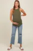 Light Blue Open Knee Fringe Hem Straight Leg Maternity Jeans sold by Pinkblush