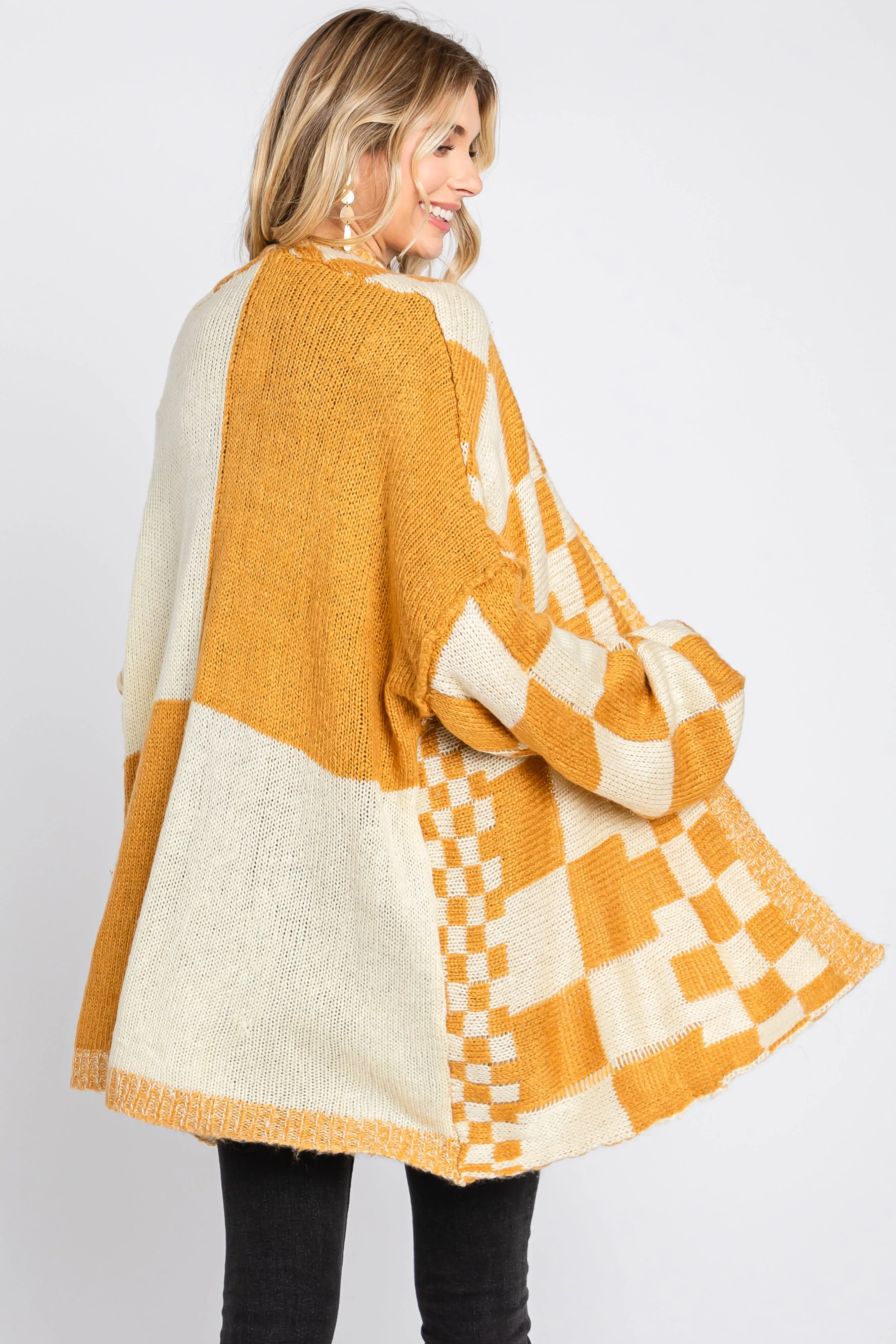 Yellow Checkered Plaid Oversized Cardigan sold by Pinkblush product image thumbnail 4