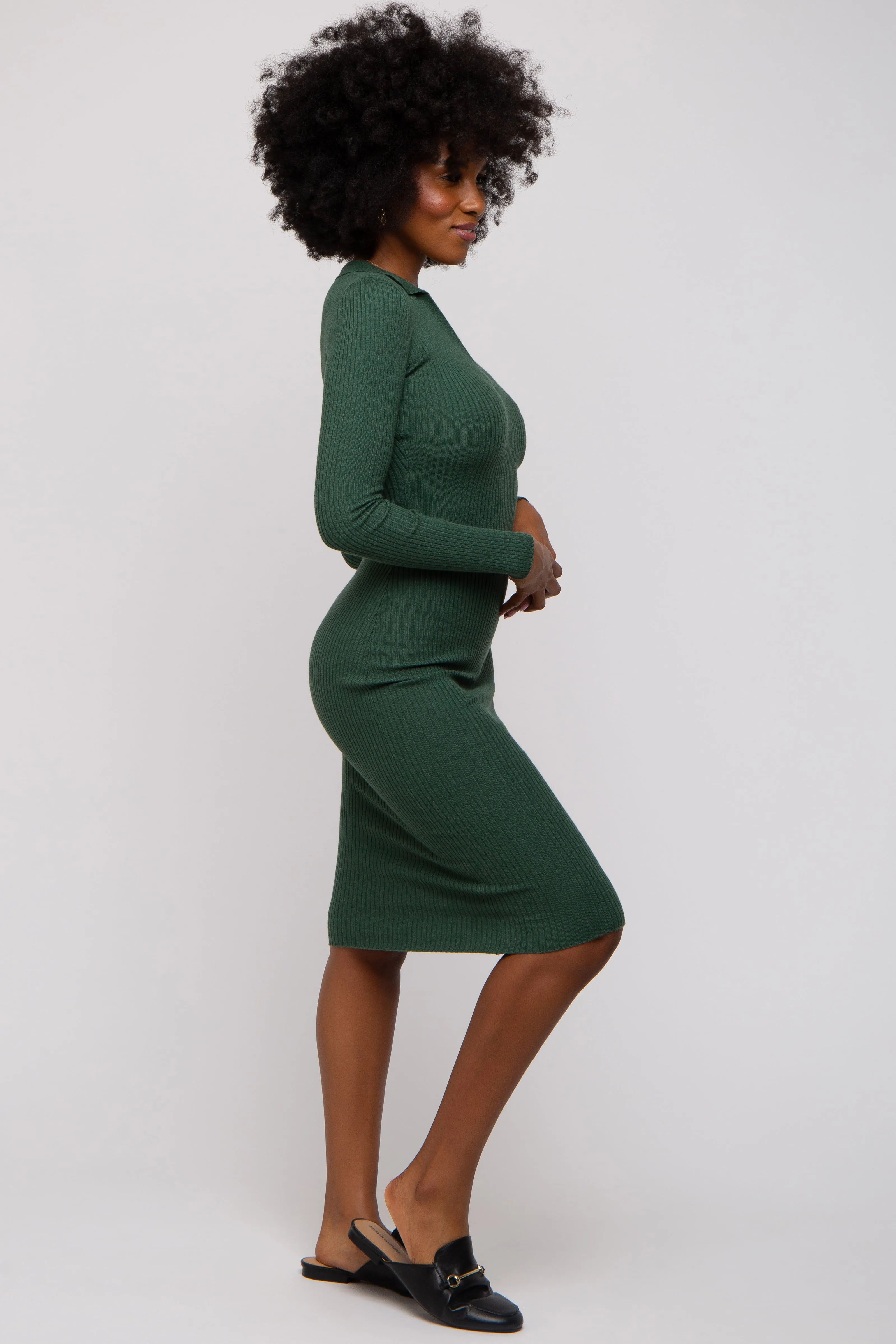 Forest Green Ribbed Knit Fitted Dress sold by Pinkblush product image thumbnail 2