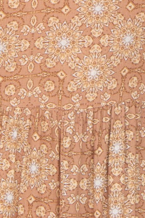 Camel Floral Tiered Front Tie Maternity Maxi Dress sold by Pinkblush product image thumbnail 4