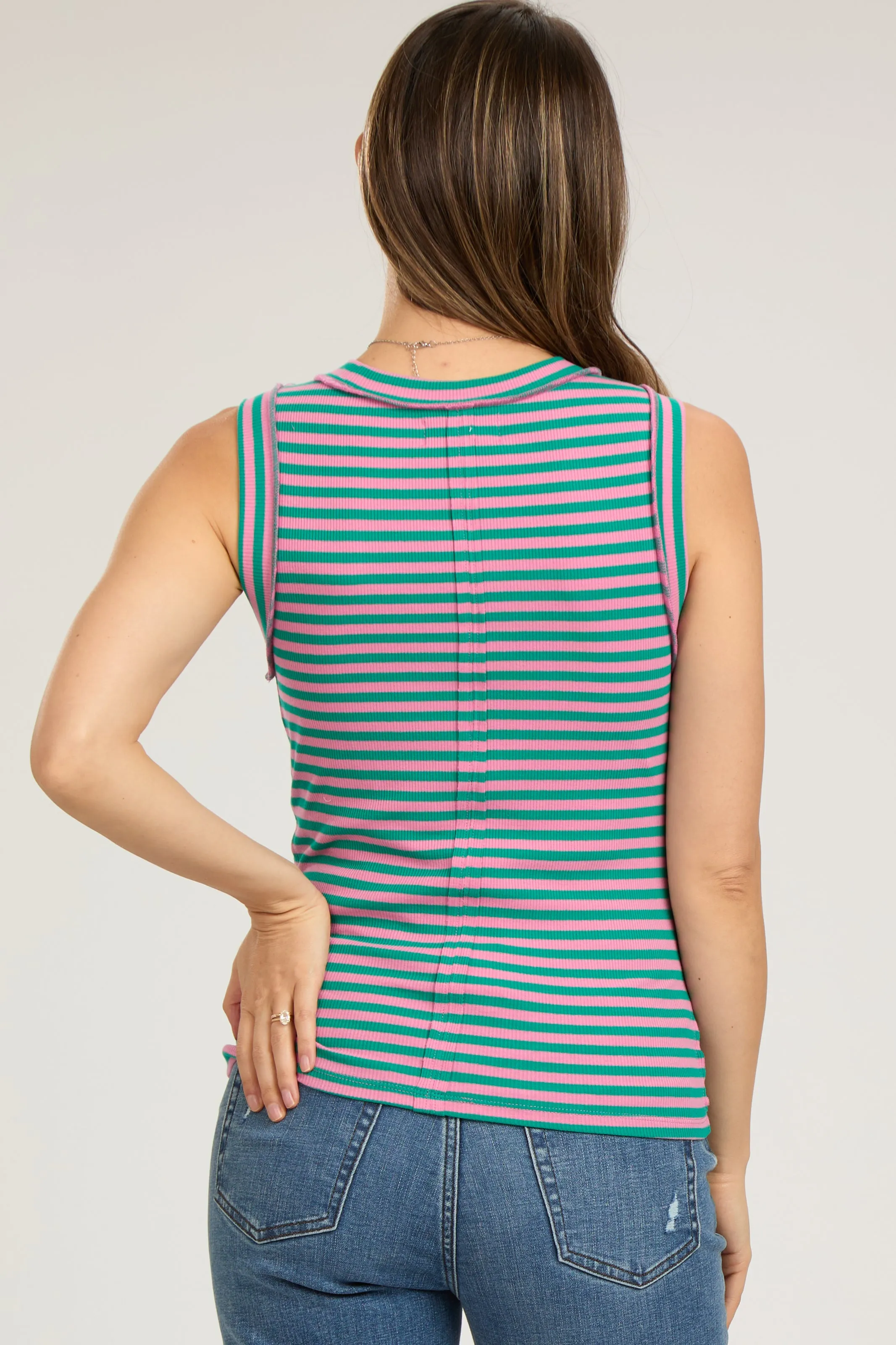Pink Teal Sleeveless Ribbed Maternity Tank Top sold by Pinkblush product image thumbnail 3