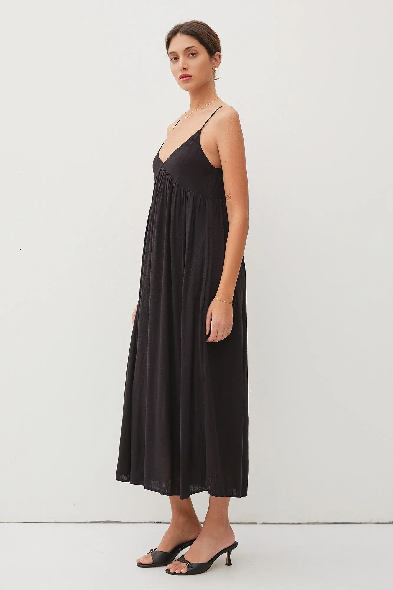 Black Sleeveless V-Neck Midi Dress sold by Pinkblush product image thumbnail 2