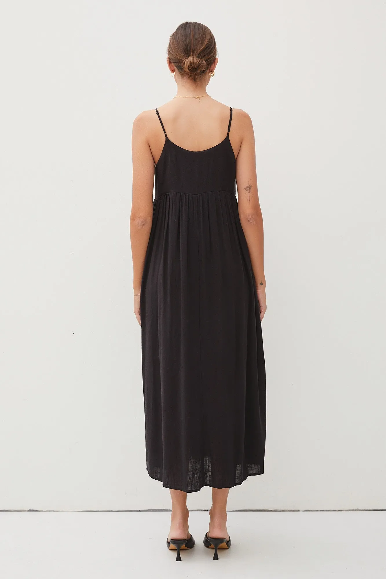 Black Sleeveless V-Neck Midi Dress sold by Pinkblush product image thumbnail 3