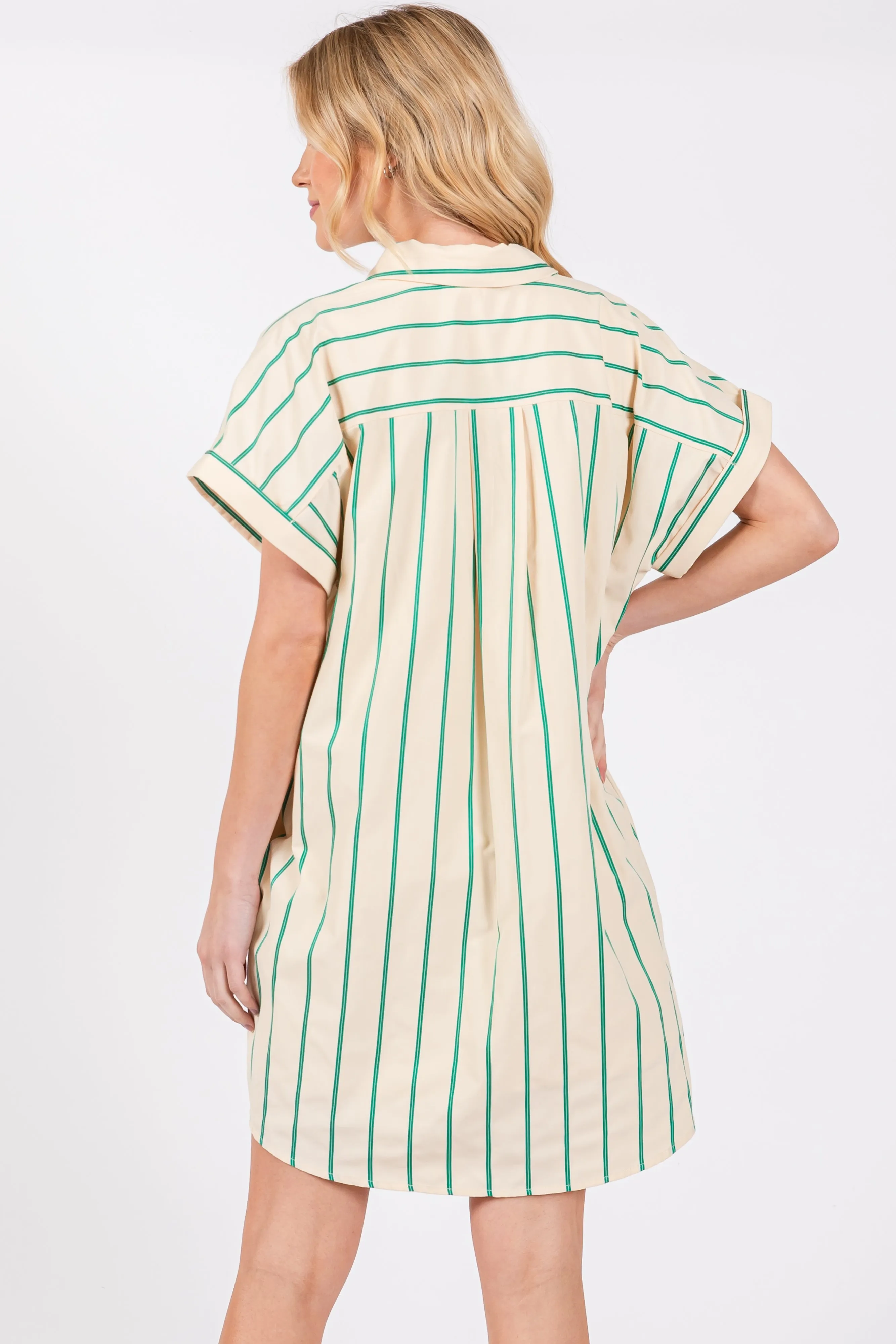 Cream Striped Shirt Mini Dress sold by Pinkblush product image thumbnail 3