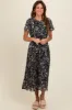 Black Floral Pleated Midi Dress sold by Pinkblush