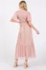 Light Pink Mesh Smocked Midi Dress sold by Pinkblush