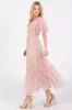 Light Pink Mesh Smocked Midi Dress sold by Pinkblush