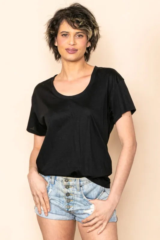 Black Scoop Neck Basic Tee sold by Pinkblush