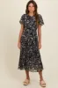 Black Floral Pleated Midi Dress sold by Pinkblush