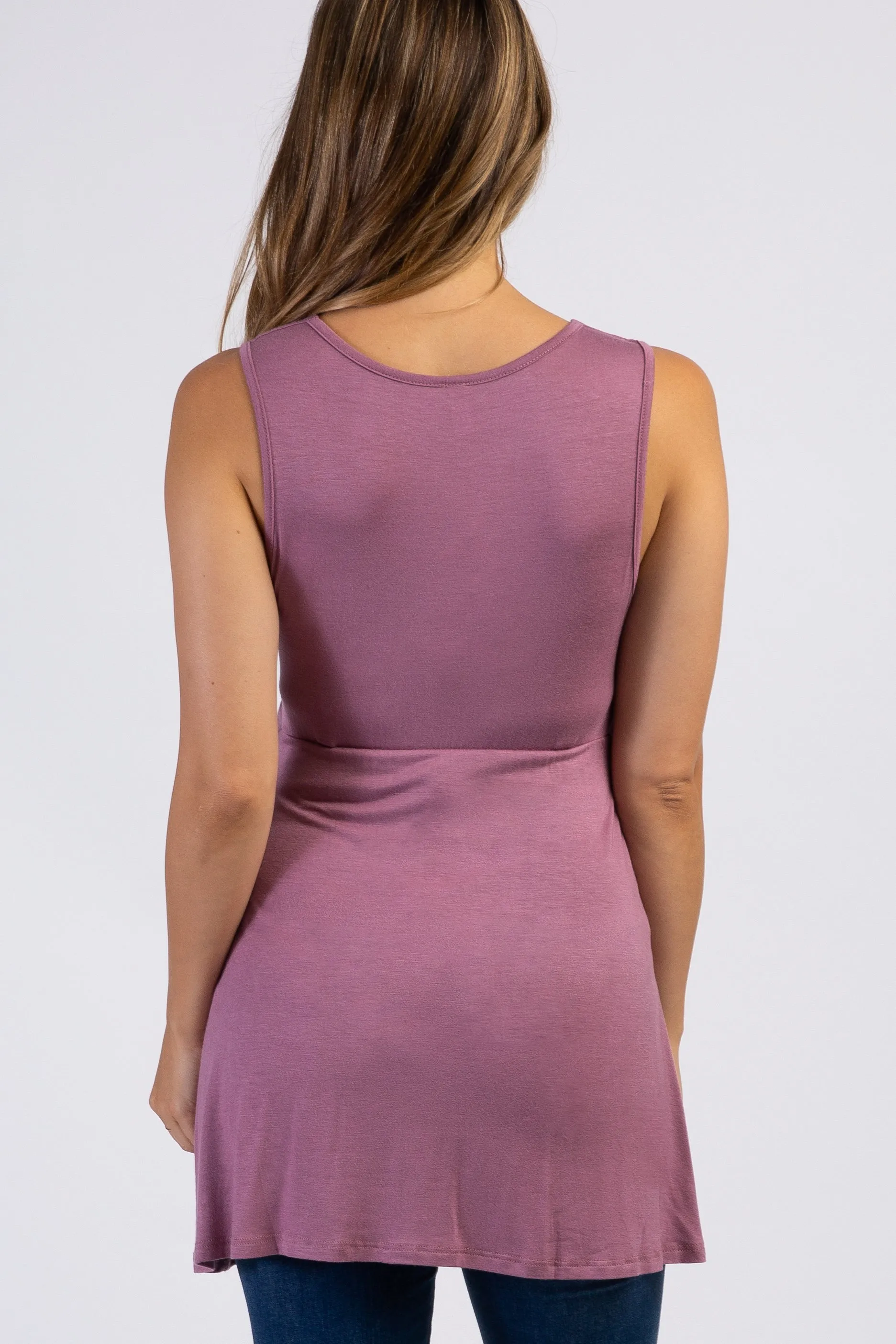 PinkBlush Mauve Sleeveless Draped Front Maternity/Nursing Top sold by Pinkblush product image thumbnail 3