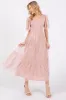 Light Pink Mesh Smocked Midi Dress sold by Pinkblush