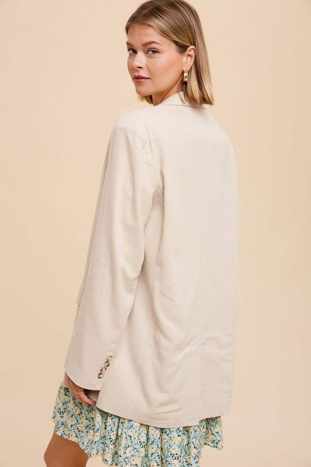 Beige Linen Front Pocket Blazer sold by Pinkblush product image thumbnail 3