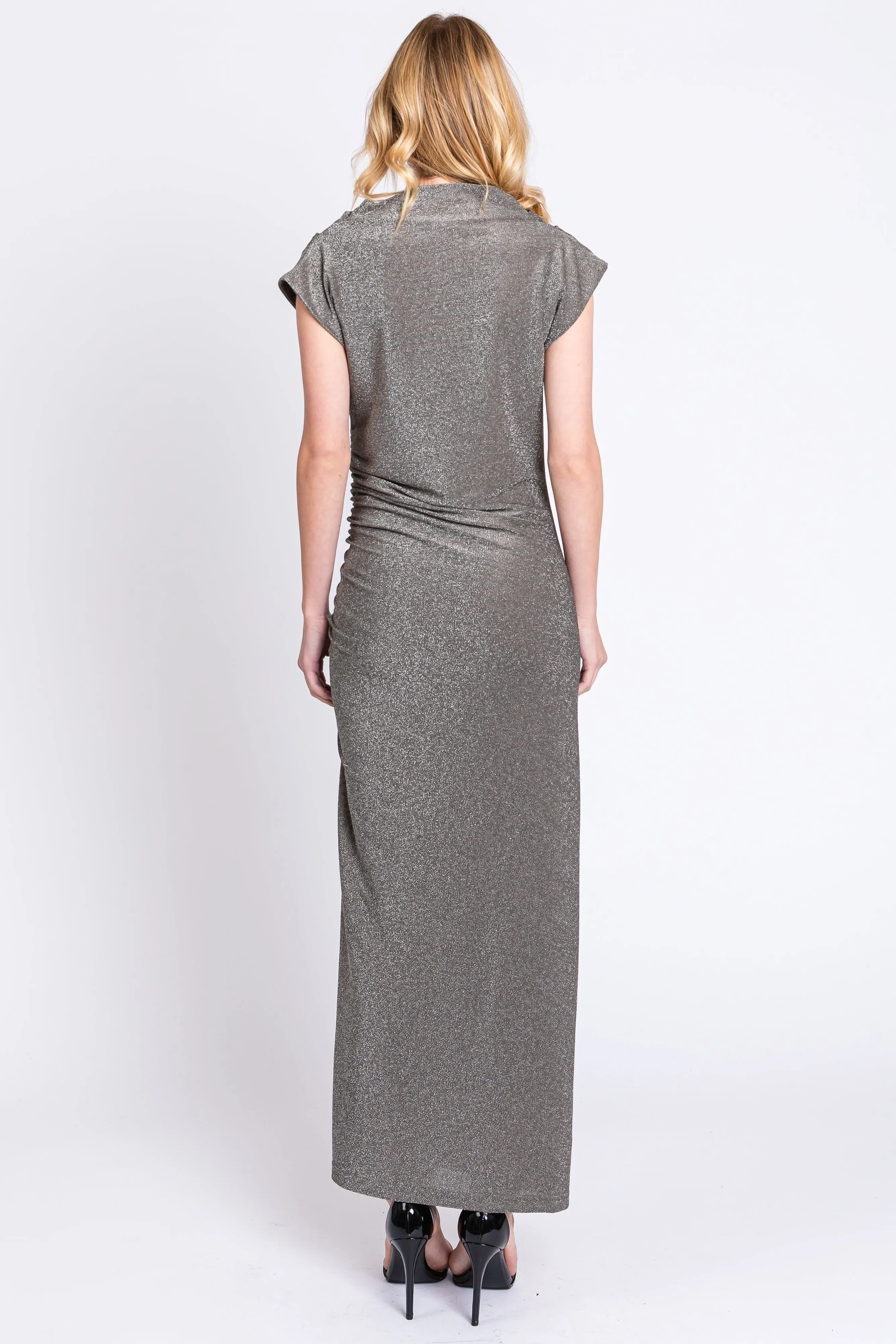 Grey Glitter Mock Neck Midi Dress sold by Pinkblush product image thumbnail 3