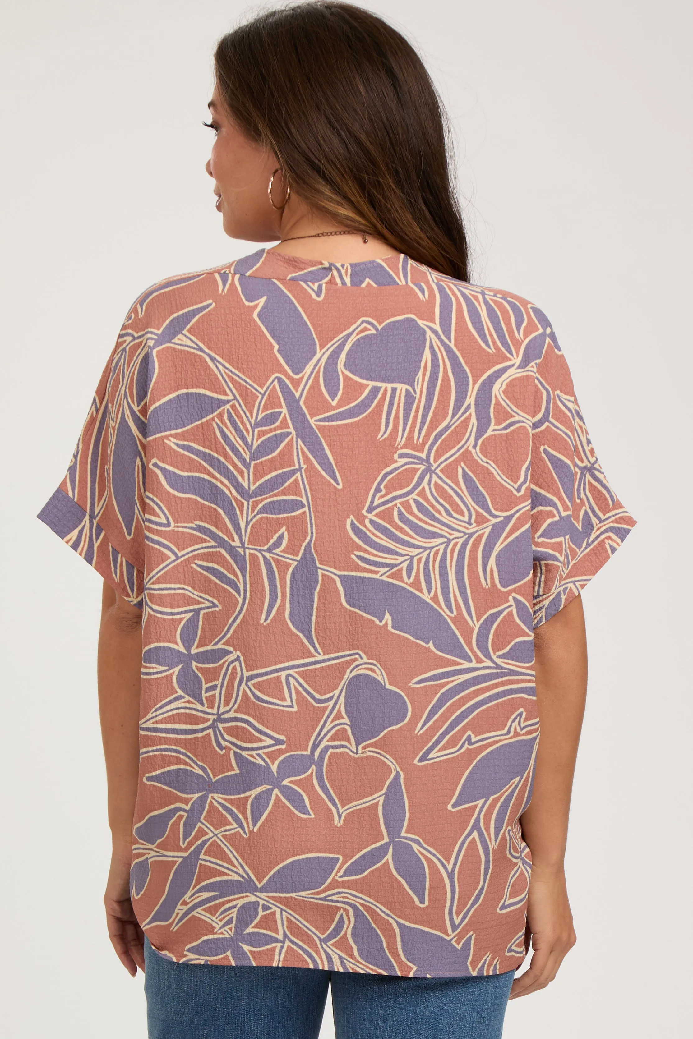 Mauve Floral Short Sleeve Maternity Blouse sold by Pinkblush product image thumbnail 3