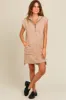 Mocha Zip Up Hooded Sweatshirt Mini Dress sold by Pinkblush